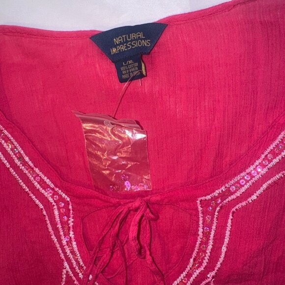 Lot of 2 International Concepts Pink & Blue Tunic Top - L/XL Embroidered NWT - Picture 5 of 9